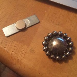 Silver-Tone Decorative Round Cabochon Accent - Unbranded